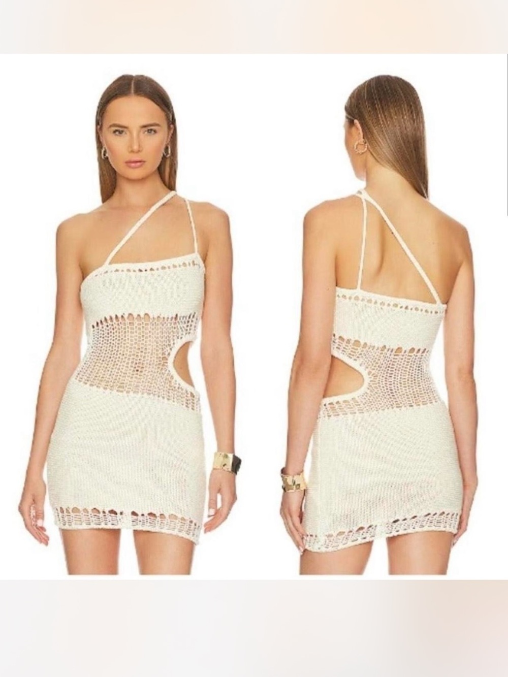 NBD Emmett Mini Crochet Dress Ivory size XS
